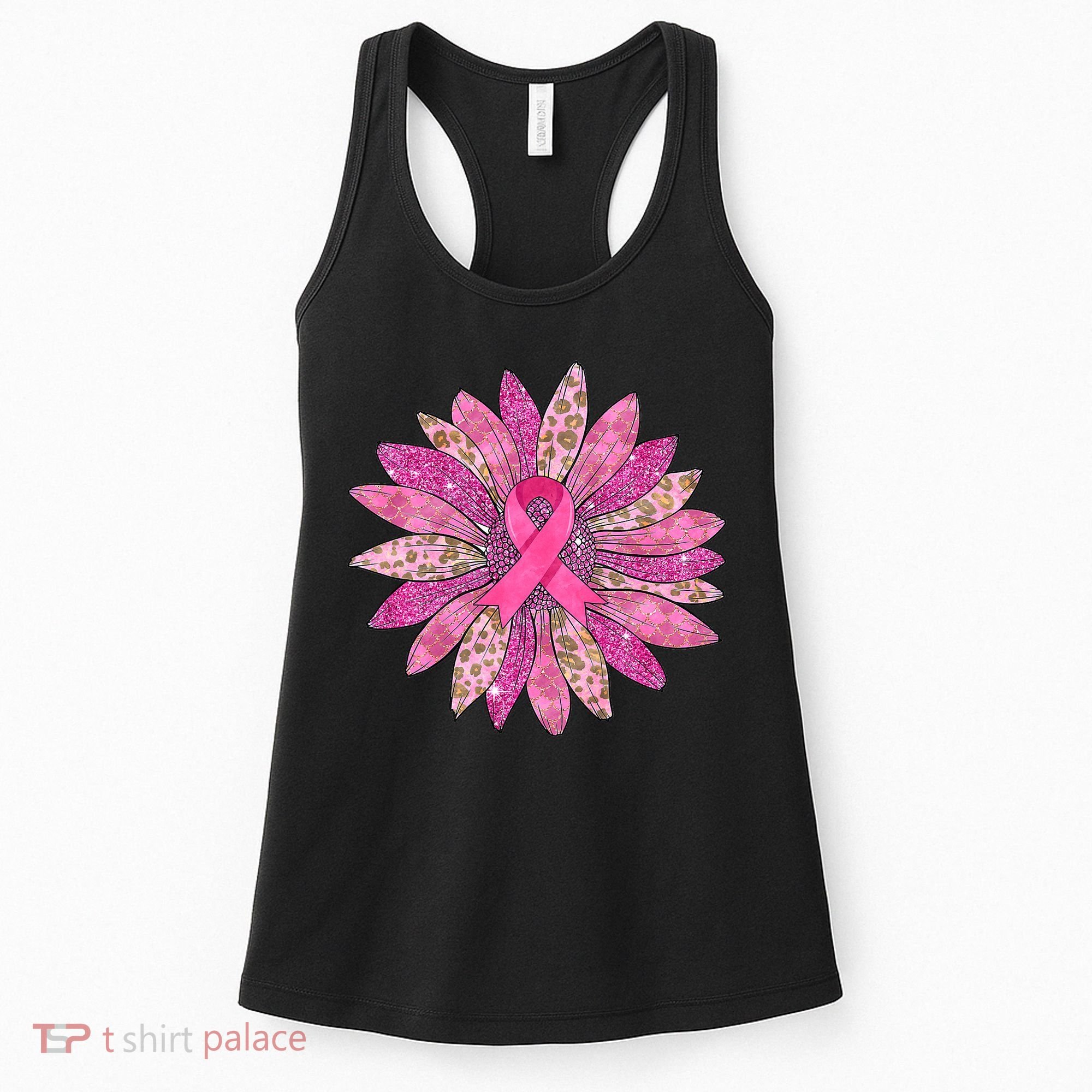 Sunflower Pink Breast Cancer Awareness Support Women Warrior Women's Tank Top
