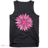 Sunflower Pink Breast Cancer Awareness Support Women Warrior Tank Top thumb 0