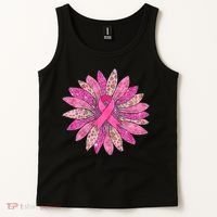 Sunflower Pink Breast Cancer Awareness Support Women Warrior Tank Top thumb 2