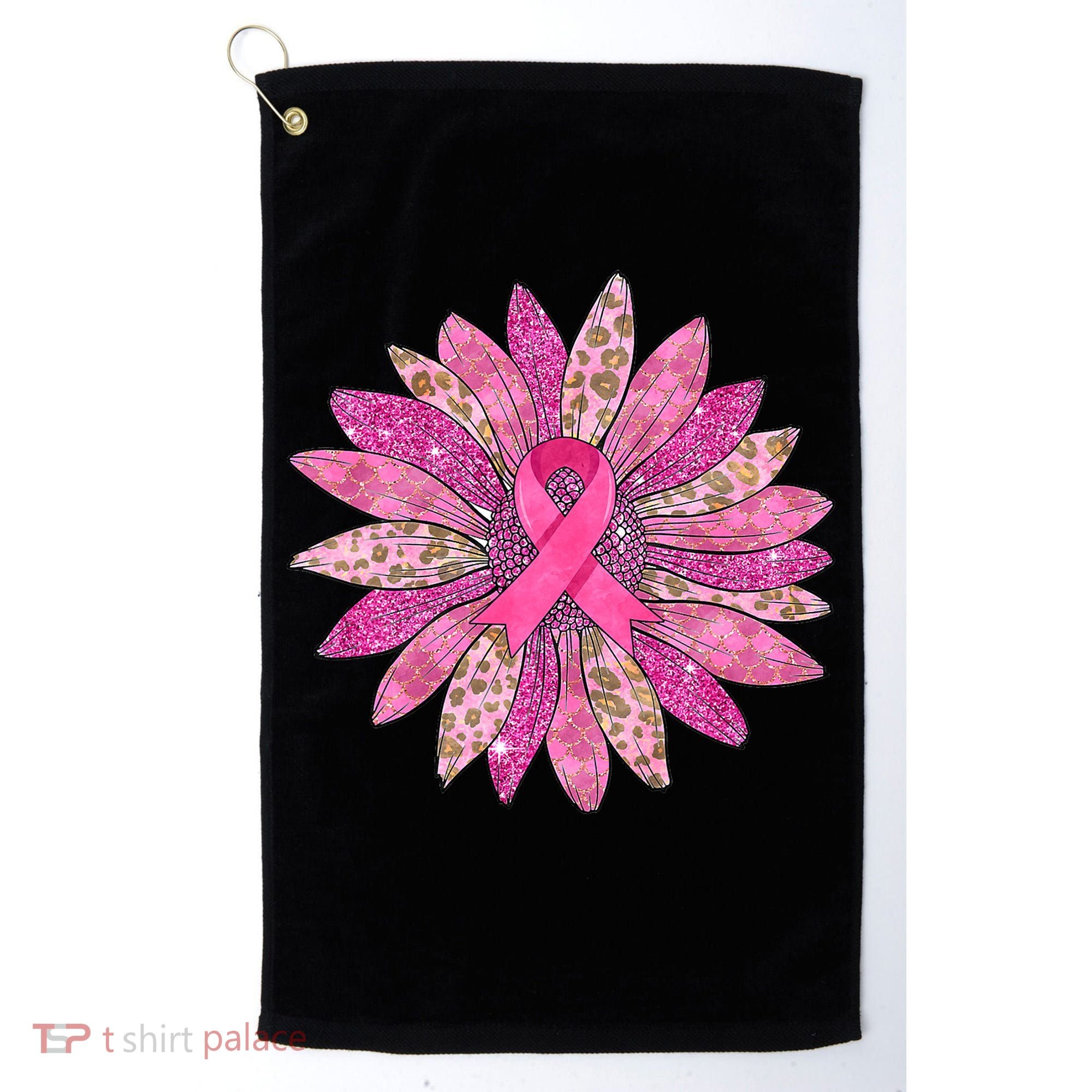 Sunflower Pink Breast Cancer Awareness Support Women Warrior Golf Towel