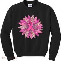 Sunflower Pink Breast Cancer Awareness Support Women Warrior Kids Sweatshirt thumb 0
