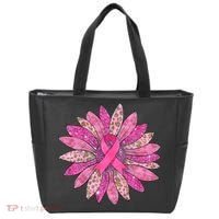 Sunflower Pink Breast Cancer Awareness Support Women Warrior Tote Bag thumb 0