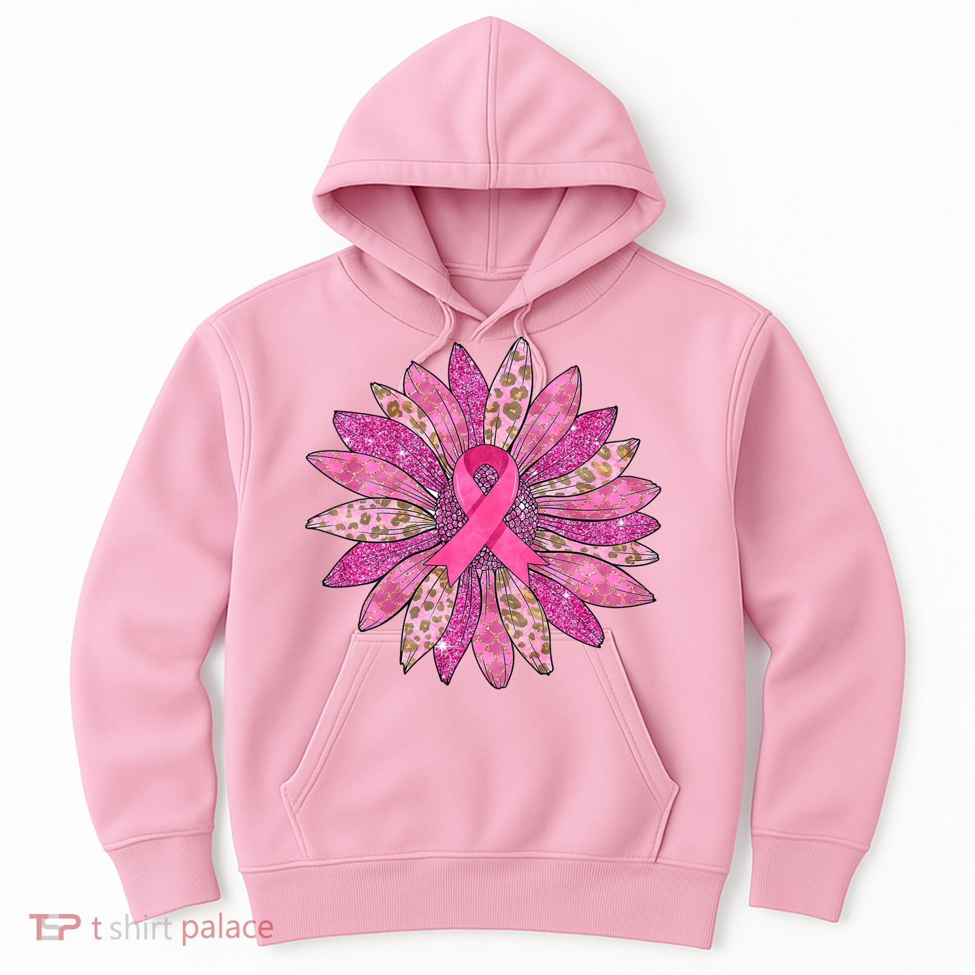 Sunflower Pink Breast Cancer Awareness Support Women Warrior Hoodie