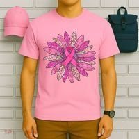 Sunflower Pink Breast Cancer Awareness Support Women Warrior T-Shirt thumb 6