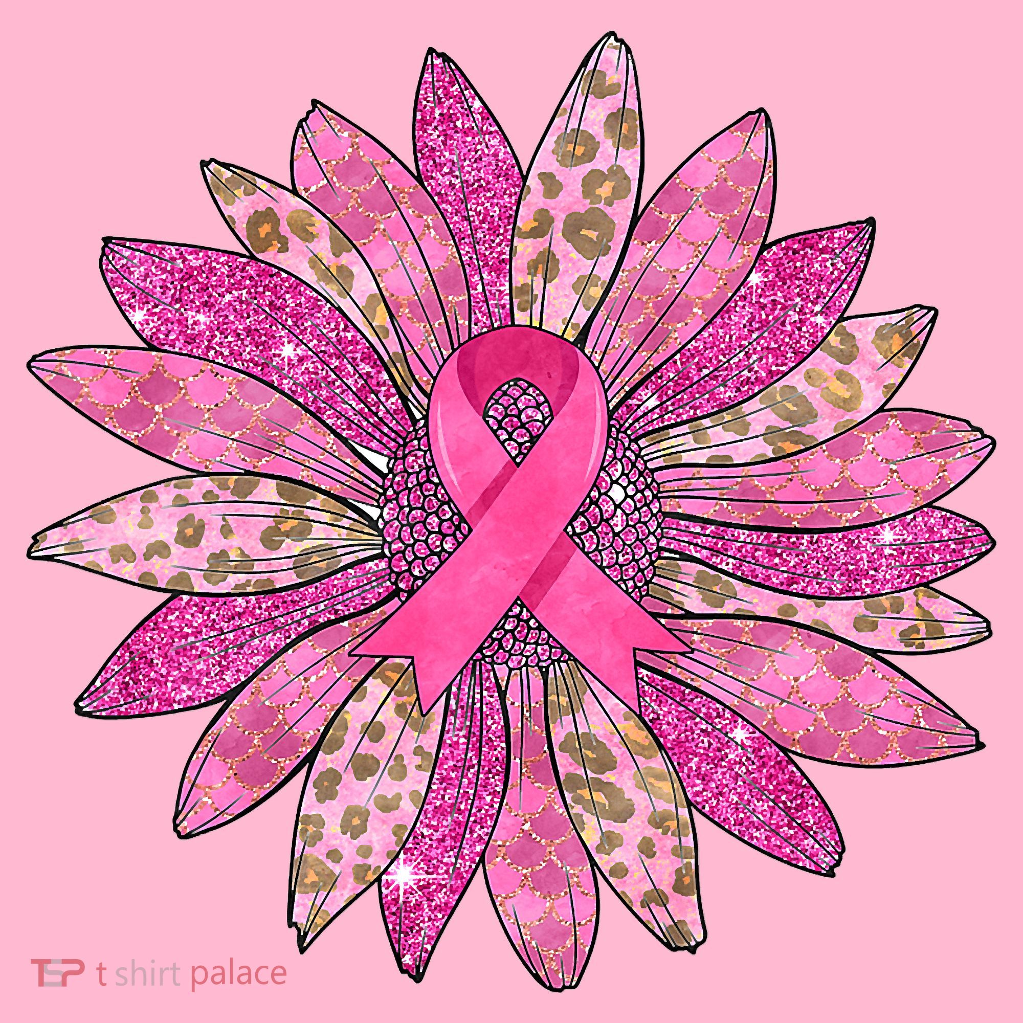 Sunflower Pink Breast Cancer Awareness Support Women Warrior T-Shirt