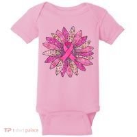 Sunflower Pink Breast Cancer Awareness Support Women Warrior Baby Bodysuit thumb 0