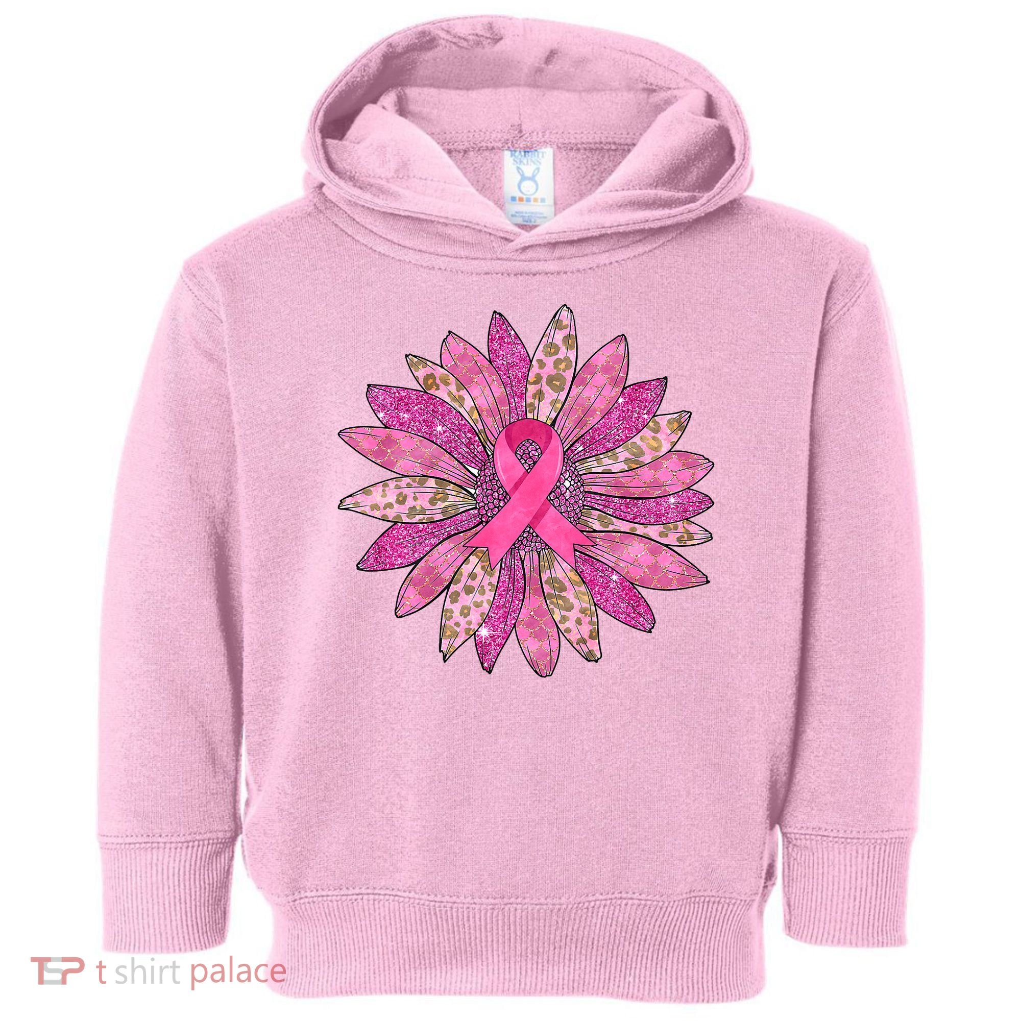 Sunflower Pink Breast Cancer Awareness Support Women Warrior Toddler Hoodie