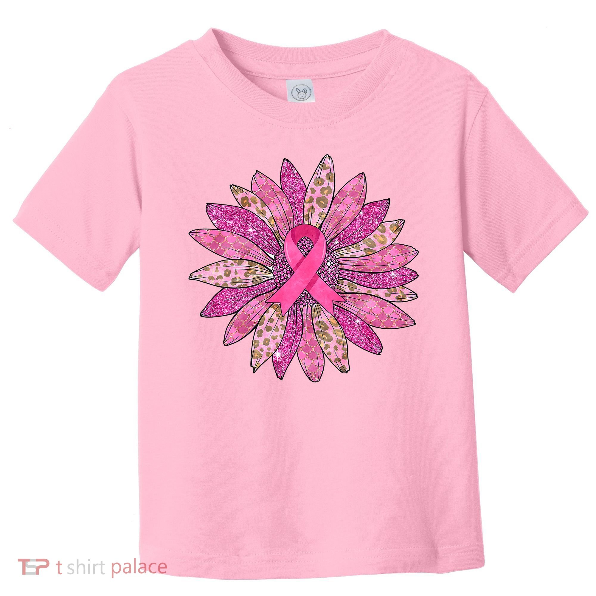 Sunflower Pink Breast Cancer Awareness Support Women Warrior Toddler T-Shirt