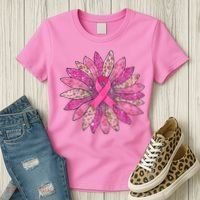 Sunflower Pink Breast Cancer Awareness Support Women Warrior Women's T-Shirt thumb 3