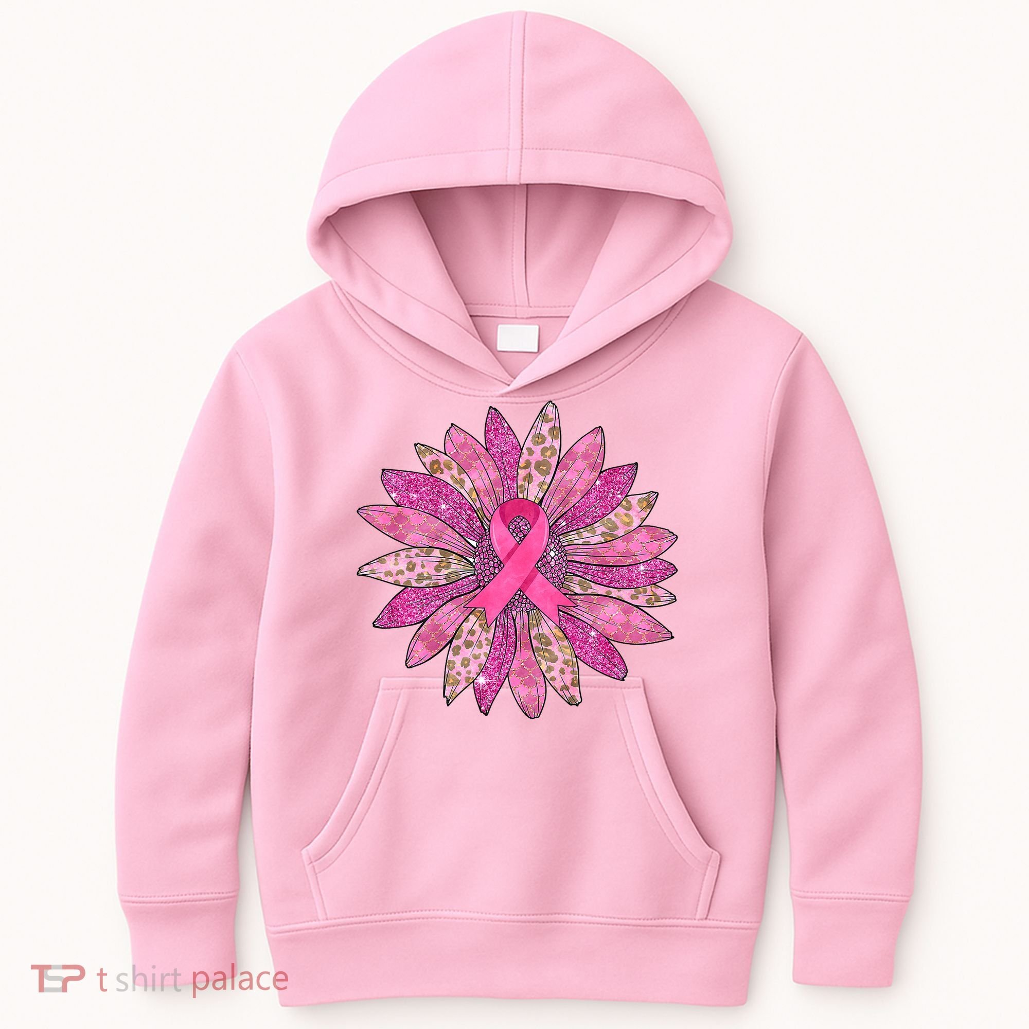 Sunflower Pink Breast Cancer Awareness Support Women Warrior Kids Hoodie