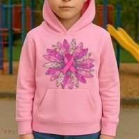 Sunflower Pink Breast Cancer Awareness Support Women Warrior Kids Hoodie thumb 2