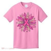 Sunflower Pink Breast Cancer Awareness Support Women Warrior Kids T-Shirt thumb 0