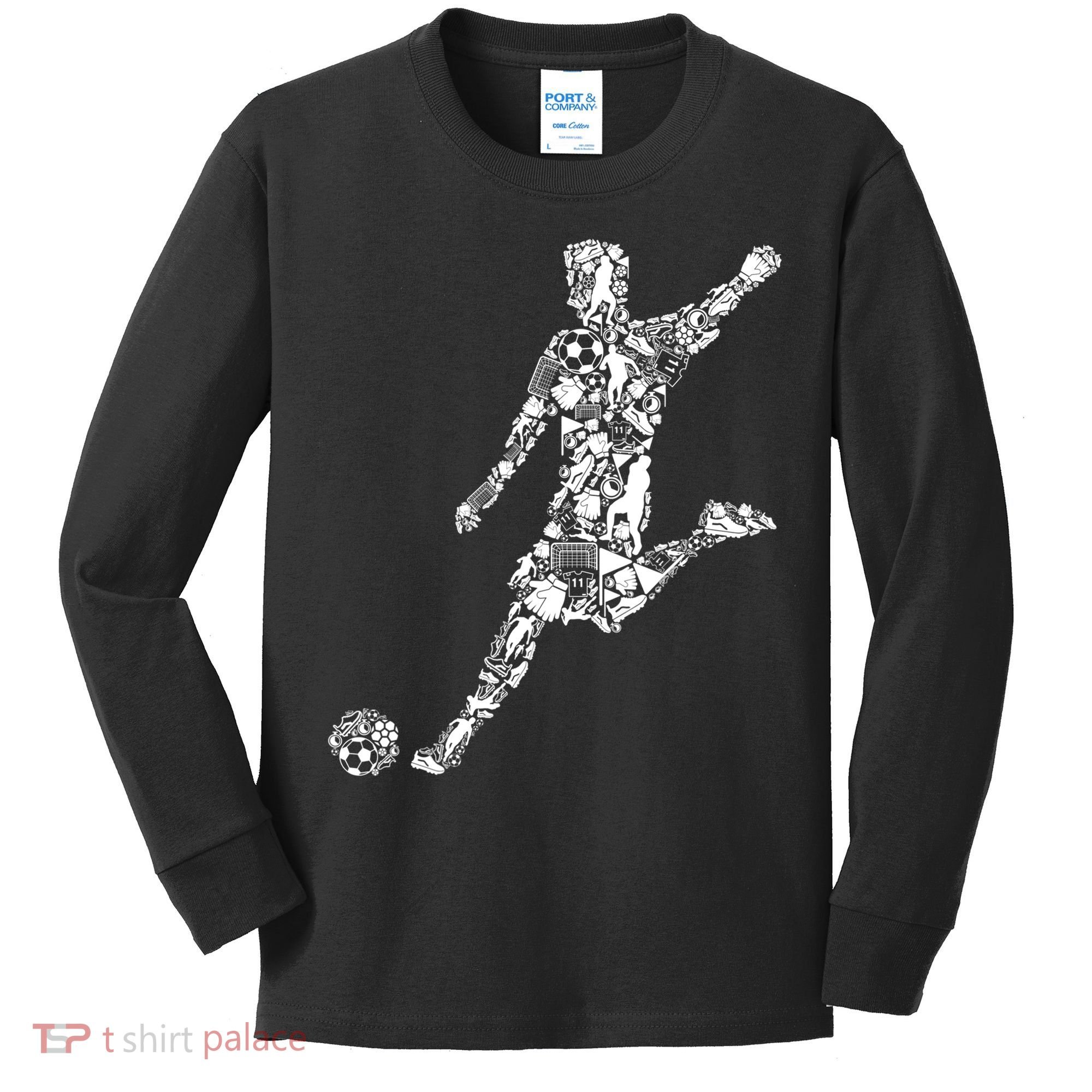 Soccer Player Boys Kids Youth Men TShirt Kids Long Sleeve Shirt