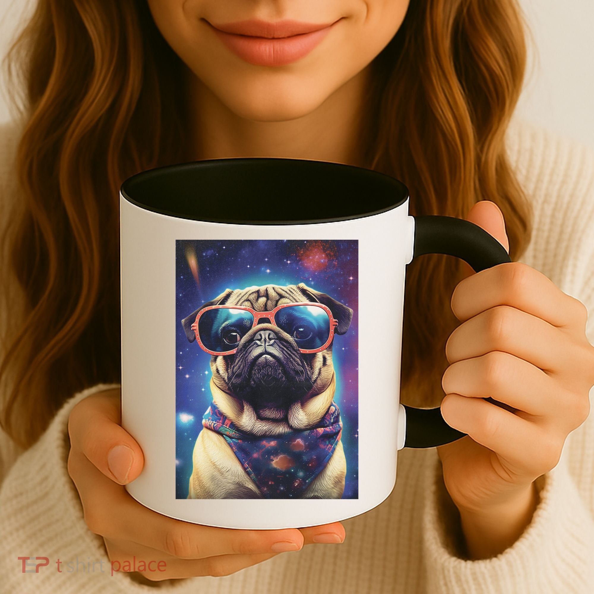 Space Pug Cool Dog Poster Coffee Mug