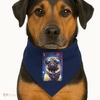 Space Pug Cool Dog Poster USA-Made Doggie Bandana thumb 1