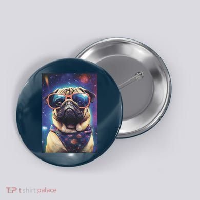 Space Pug Cool Dog Poster Button
