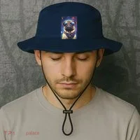 Space Pug Cool Dog Poster Bucket Hat thumb 2