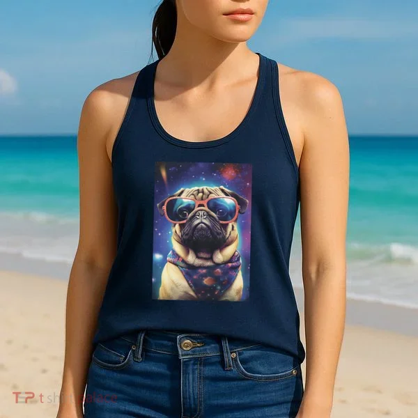 Space Pug Cool Dog Poster Women's Tank Top