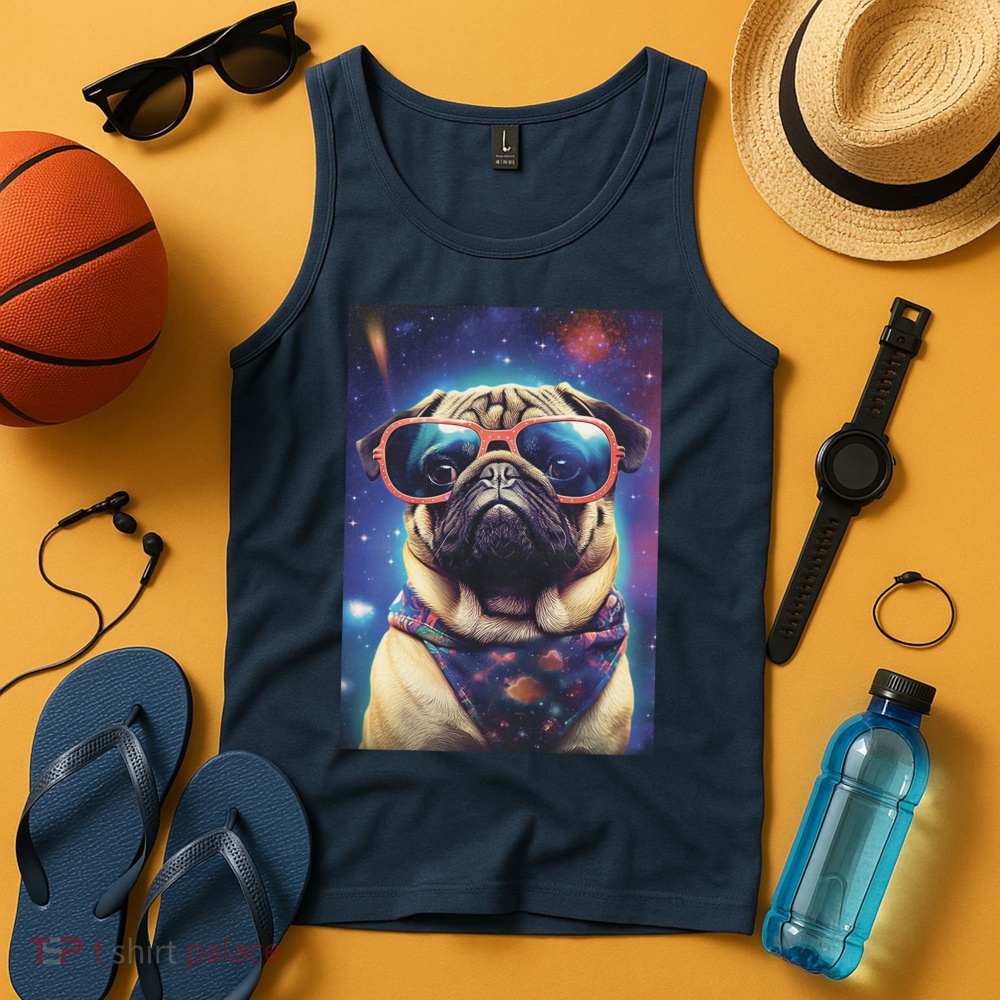 Space Pug Cool Dog Poster Tank Top