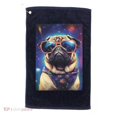 Space Pug Cool Dog Poster Golf Towel