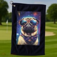 Space Pug Cool Dog Poster Golf Towel thumb 1