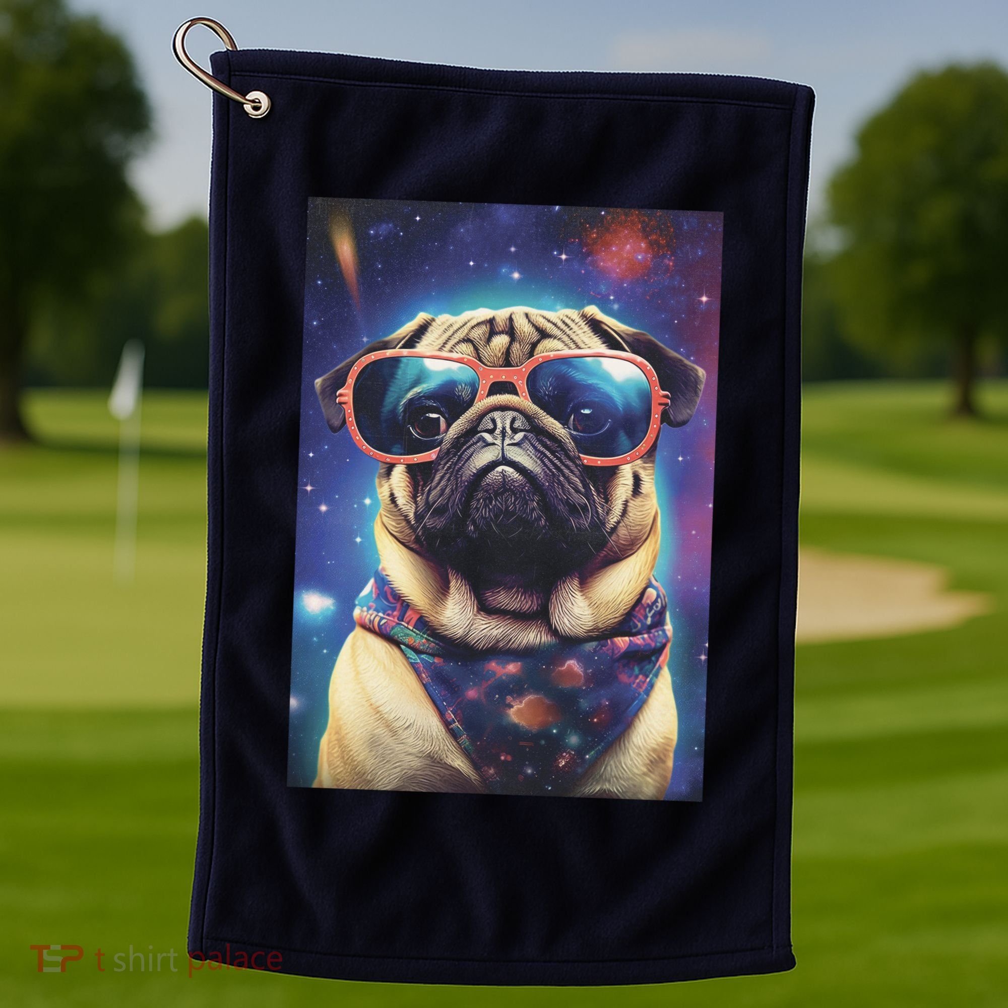 Space Pug Cool Dog Poster Golf Towel
