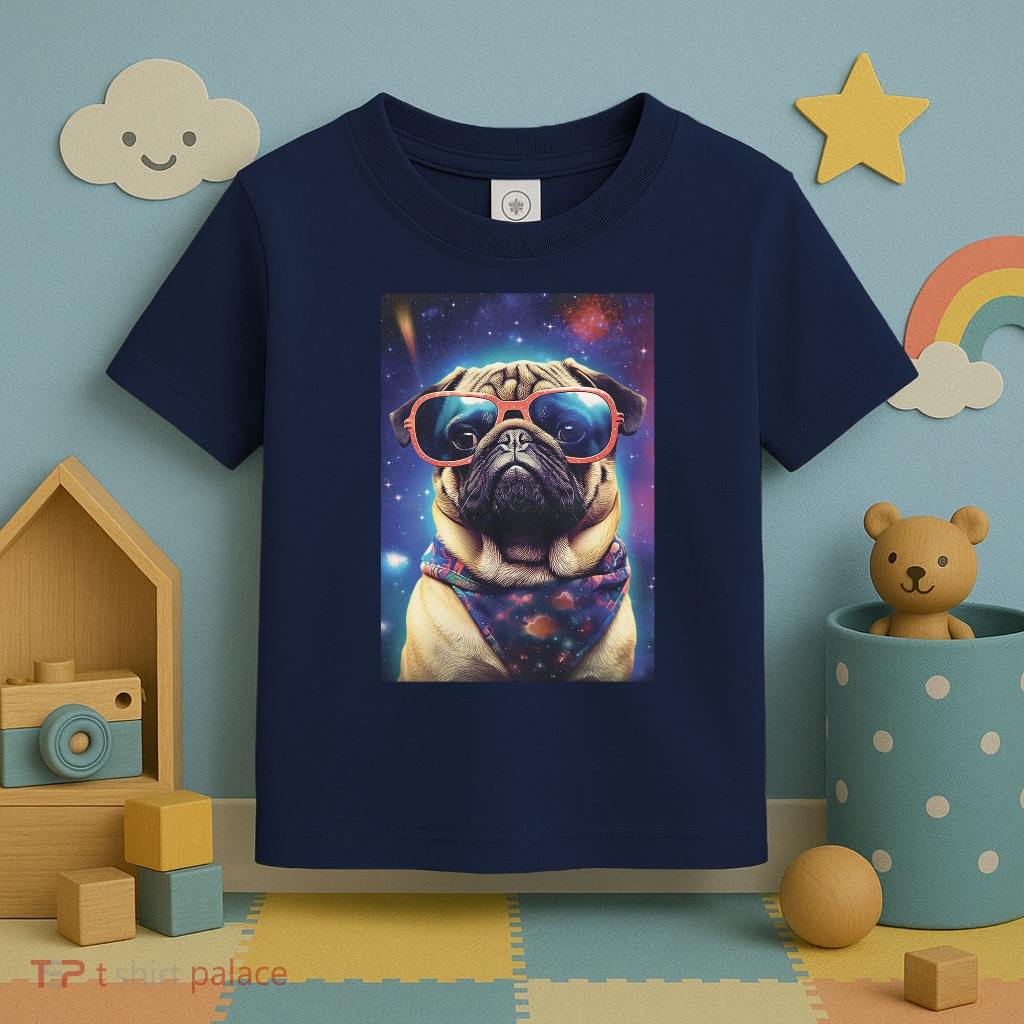 Space Pug Cool Dog Poster Toddler T-Shirt