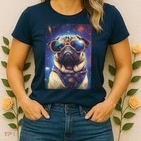 Space Pug Cool Dog Poster Women's T-Shirt thumb 2