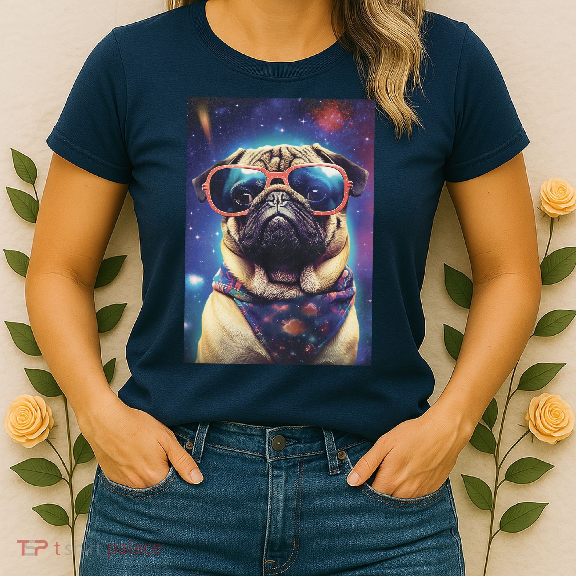 Space Pug Cool Dog Poster Women's T-Shirt