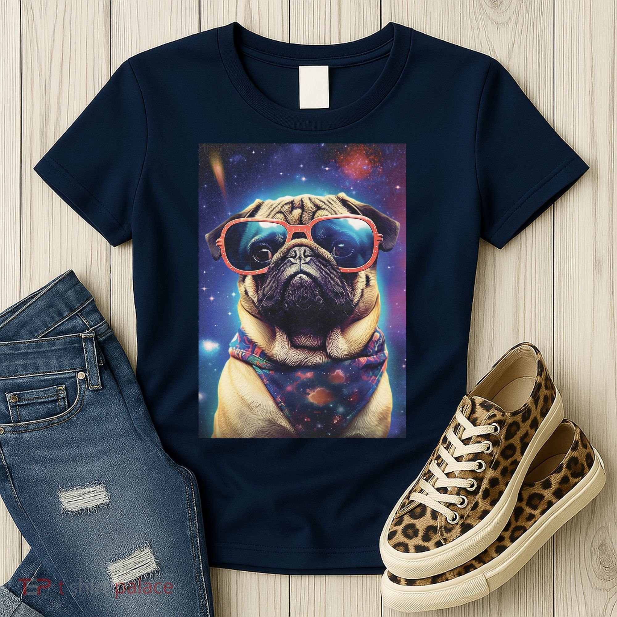 Space Pug Cool Dog Poster Women's T-Shirt