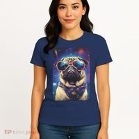 Space Pug Cool Dog Poster Women's T-Shirt thumb 4