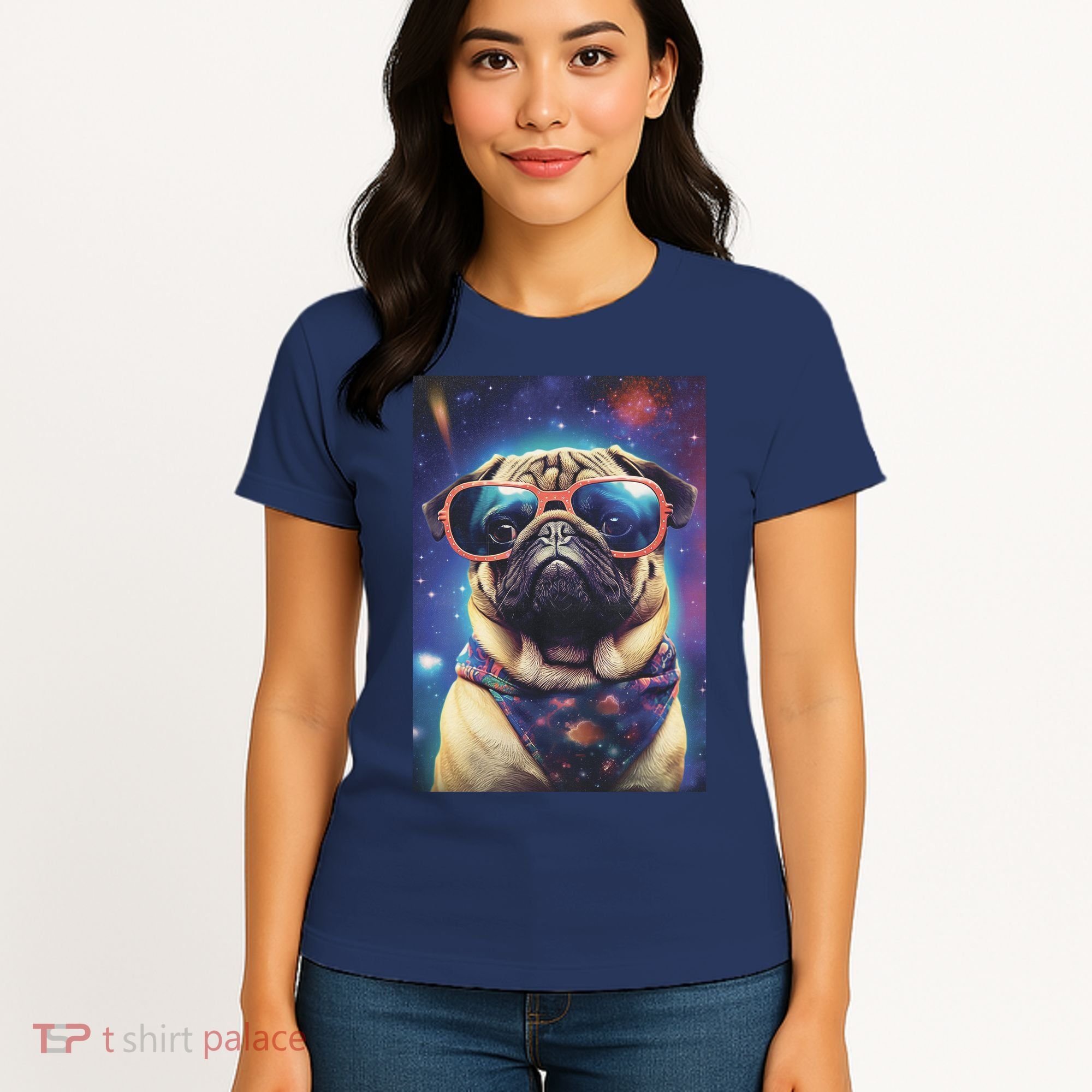 Space Pug Cool Dog Poster Women's T-Shirt
