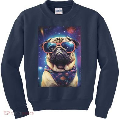 Space Pug Cool Dog Poster Kids Sweatshirt