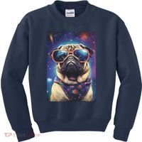 Space Pug Cool Dog Poster Kids Sweatshirt thumb 0