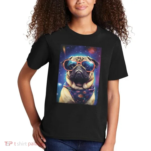 Space Pug Cool Dog Poster Kids T-Shirt