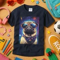 Space Pug Cool Dog Poster Kids T-Shirt thumb 3