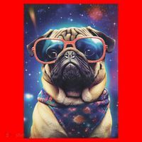 Space Pug Cool Dog Poster Santa Hat thumb 1