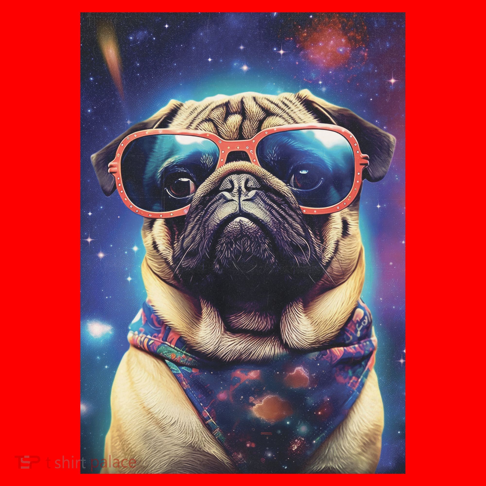 Space Pug Cool Dog Poster Santa Hat