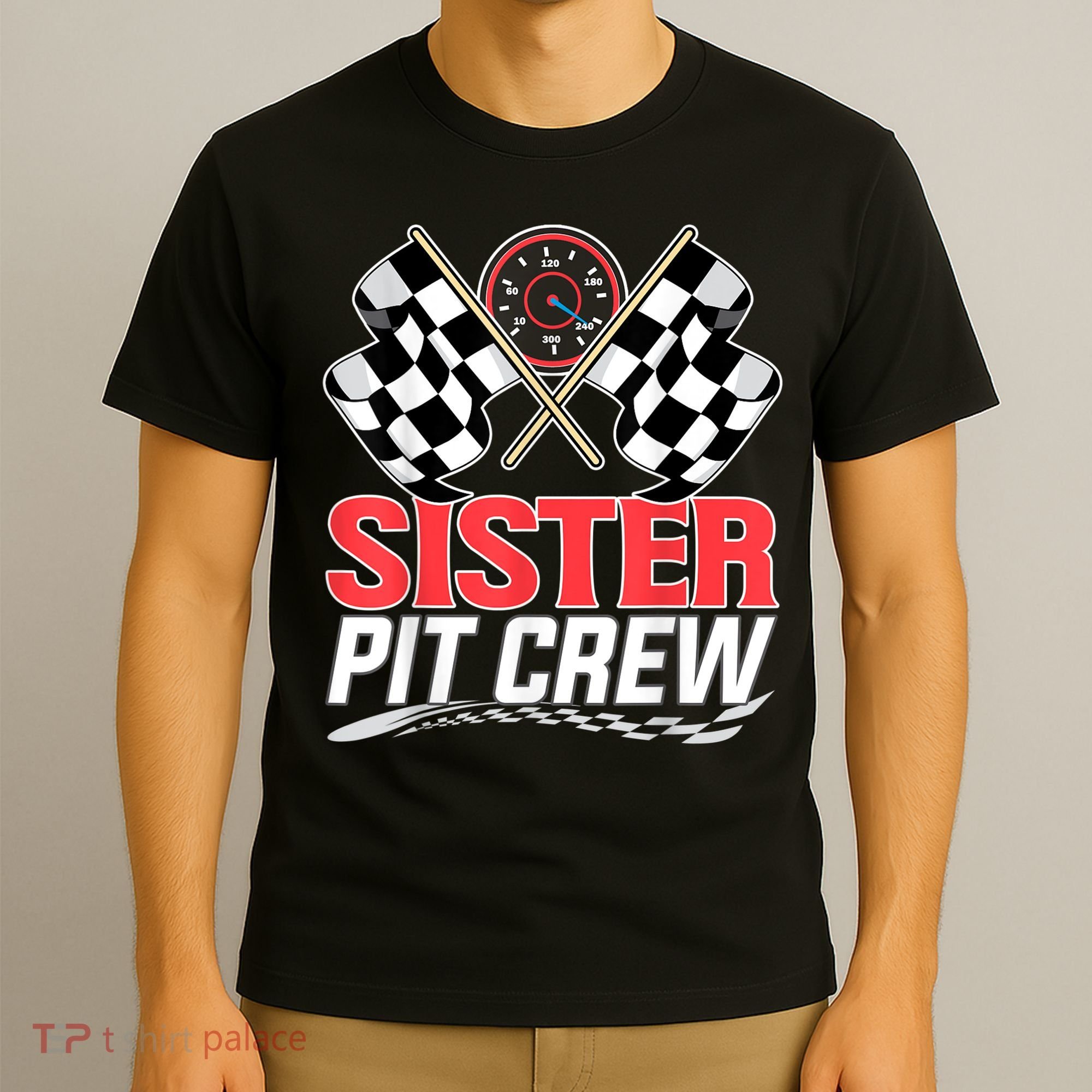 Sister Pit Crew Race Car Birthday Party Racing Family T-Shirt
