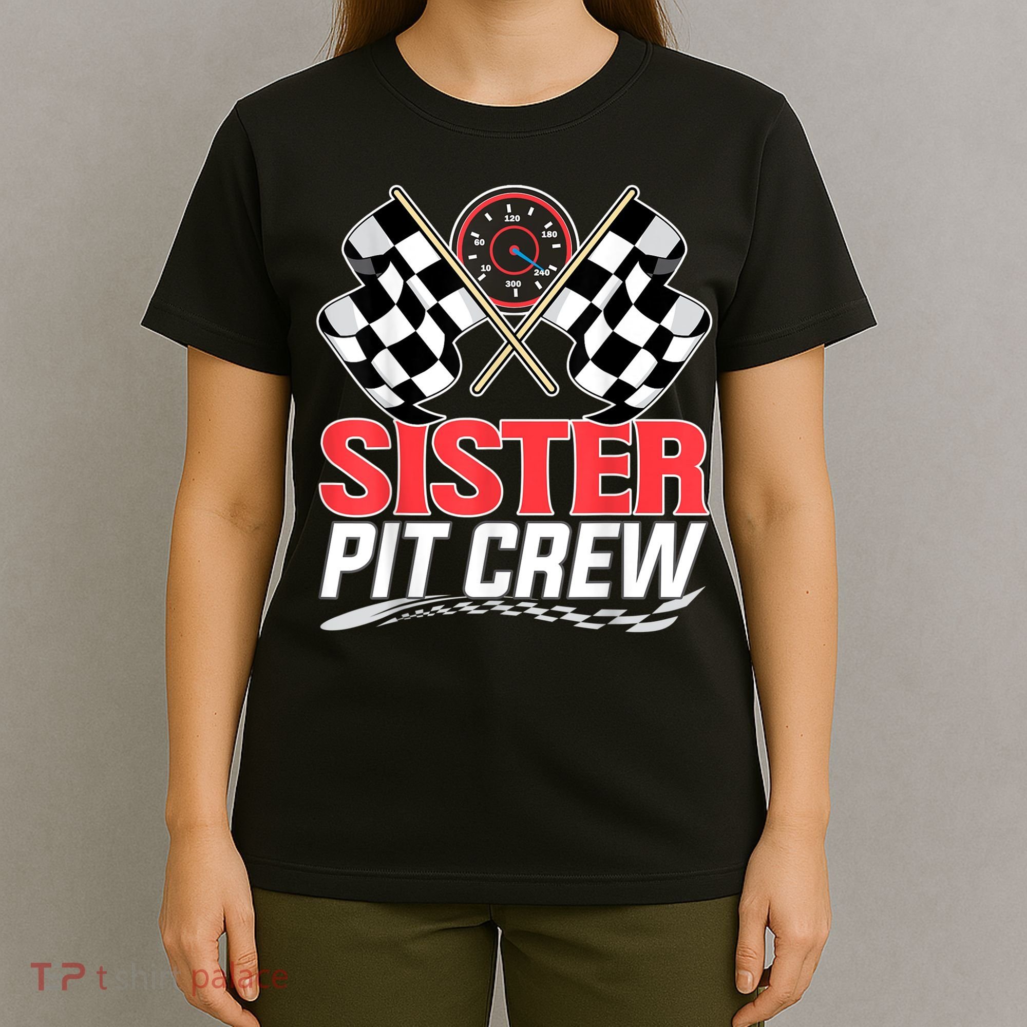 Sister Pit Crew Race Car Birthday Party Racing Family T-Shirt