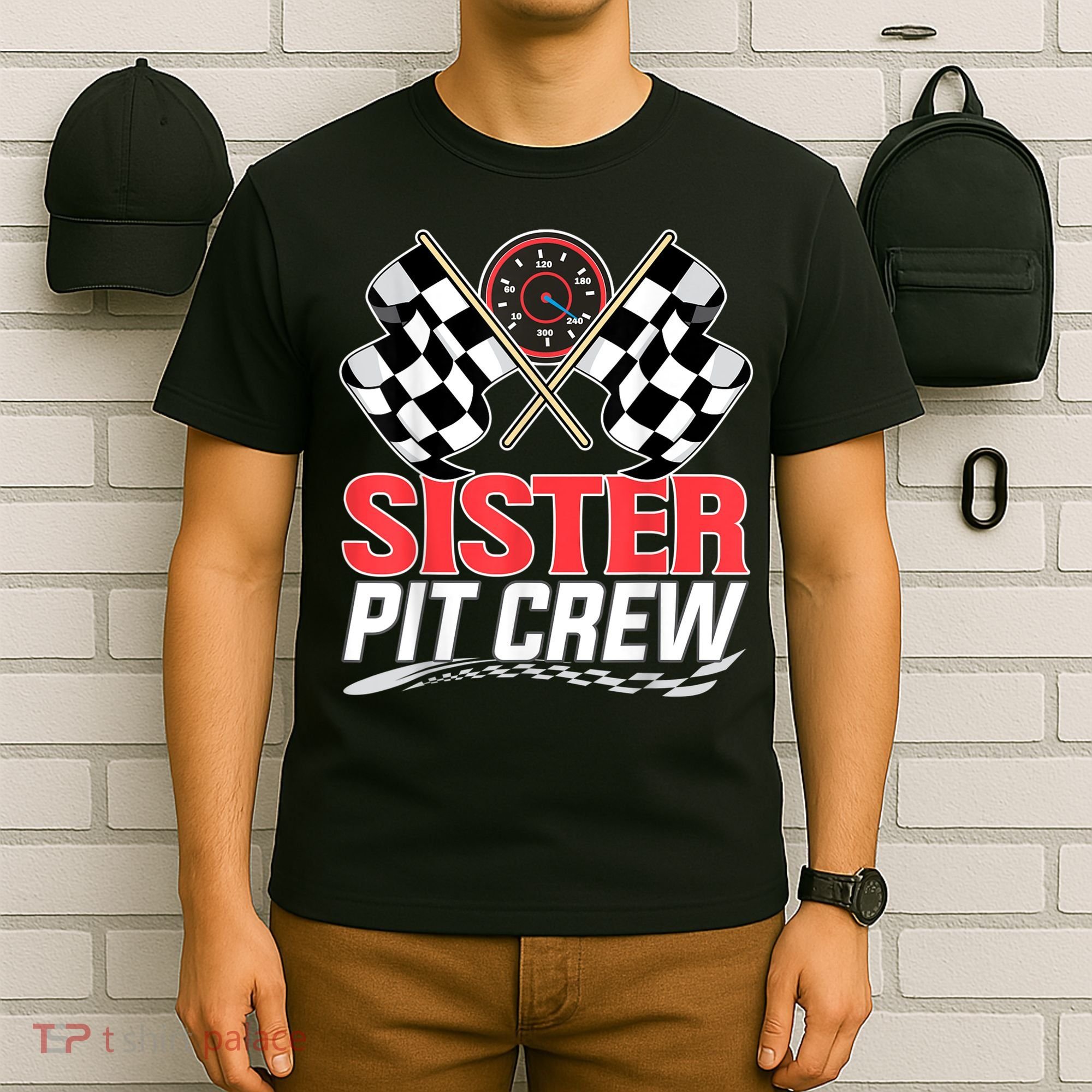 Sister Pit Crew Race Car Birthday Party Racing Family T-Shirt