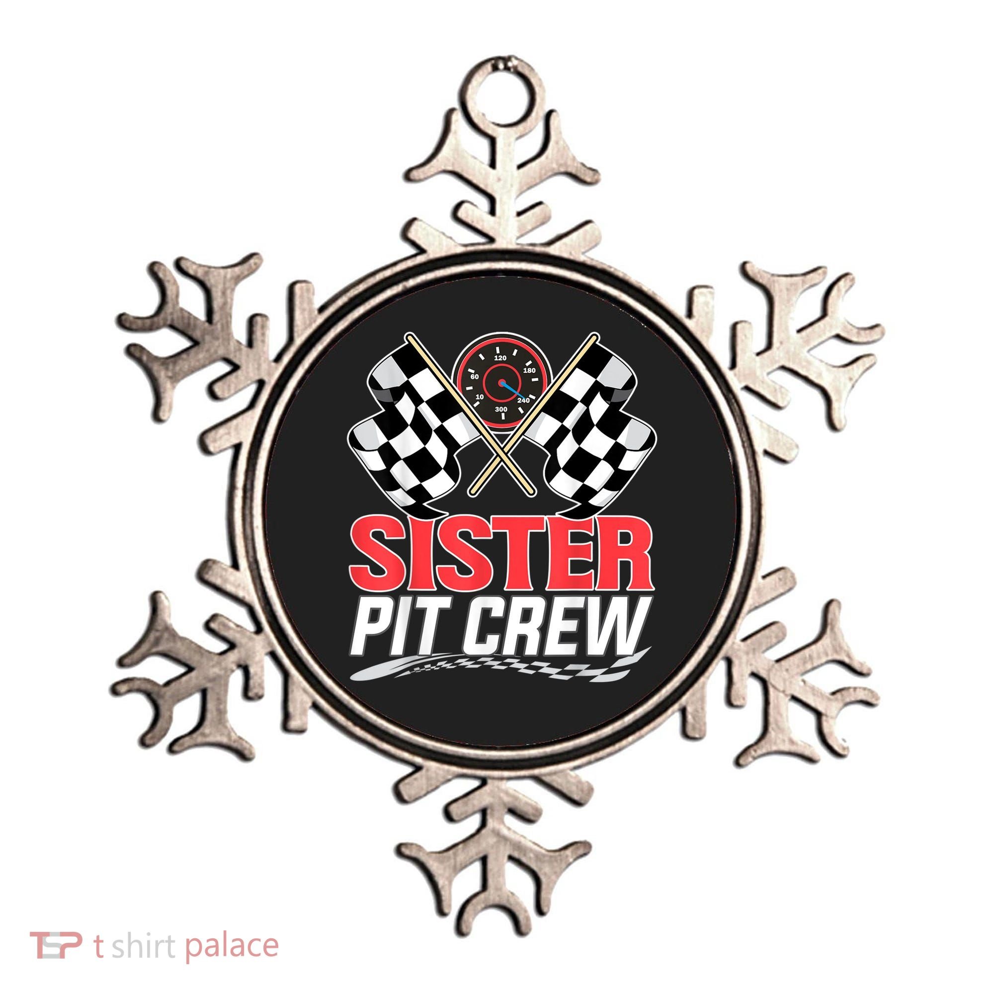 Sister Pit Crew Race Car Birthday Party Racing Family Ornament