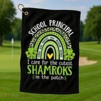 School Principal Cutest Shamrocks St Patricks Day Principal Gift Golf Towel thumb 1