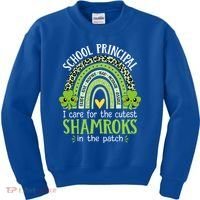 School Principal Cutest Shamrocks St Patricks Day Principal Gift Kids Sweatshirt thumb 0