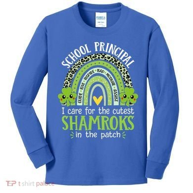 School Principal Cutest Shamrocks St Patricks Day Principal Gift Kids Long Sleeve Shirt