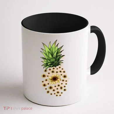 Sunflower Pineapple Cute Coffee Mug back