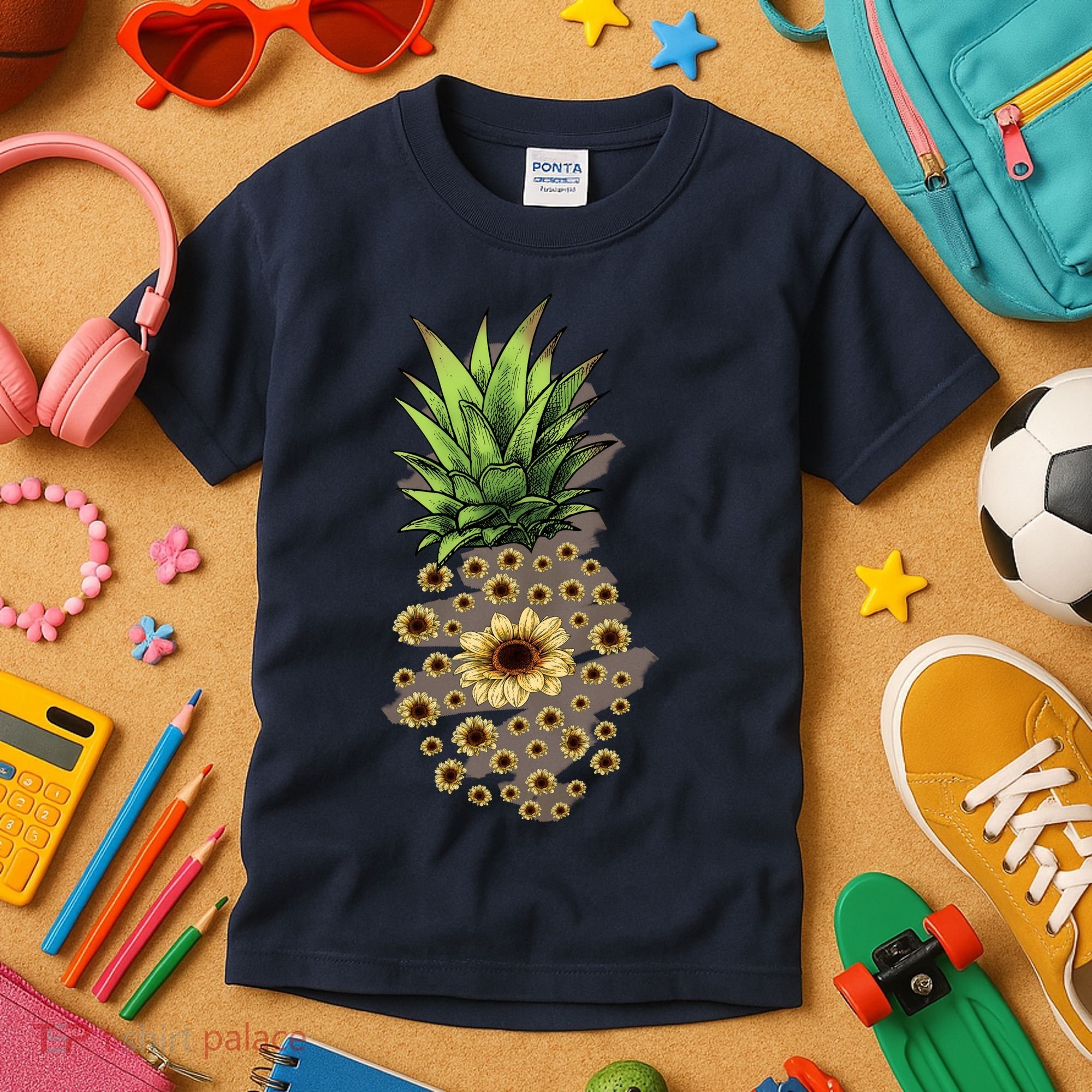 Sunflower Pineapple Cute Kids T-Shirt