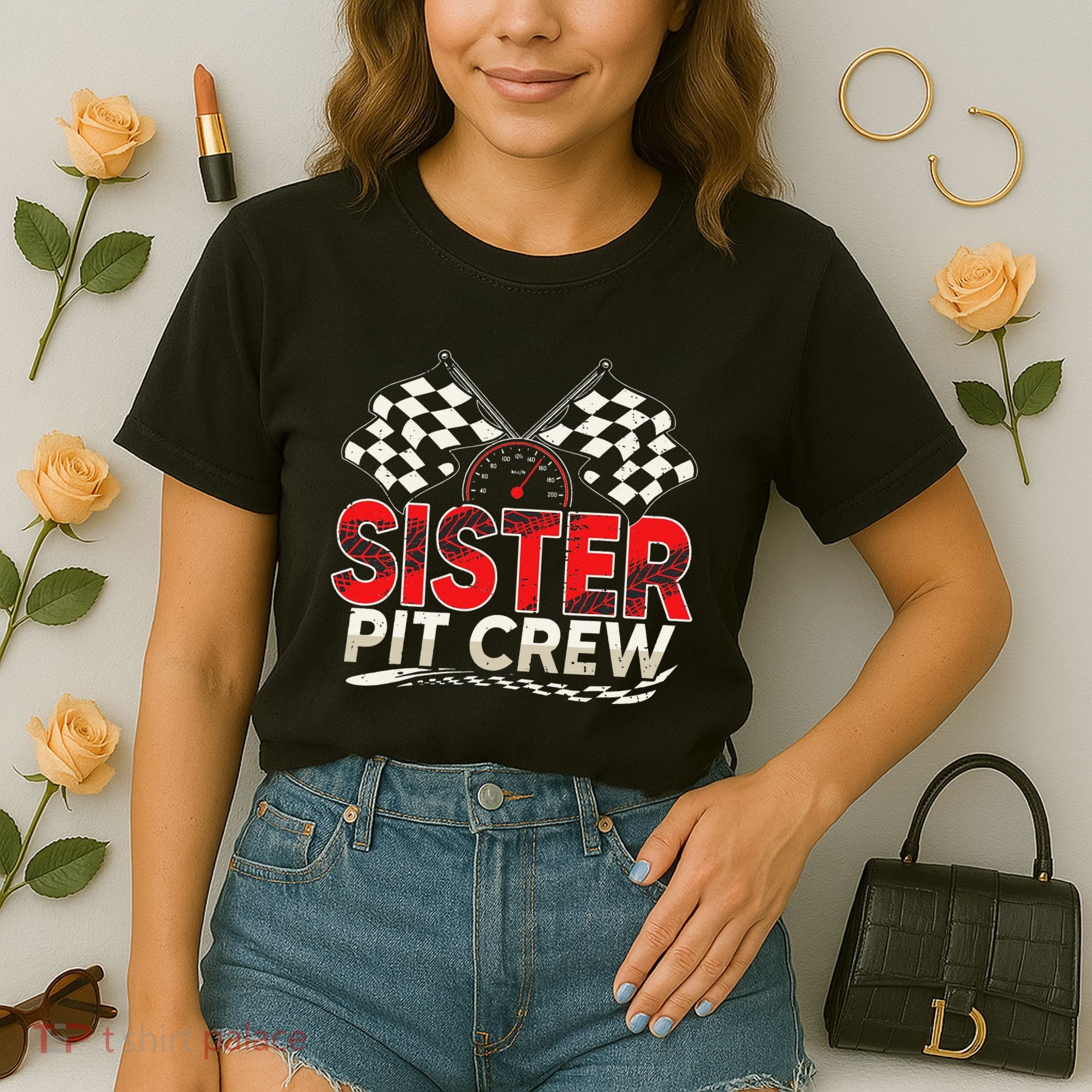 Sister Pit Crew Race Car Lover Racing Family Matching Funny Comfort Colors Boxy T-Shirt