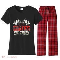 Sister Pit Crew Race Car Lover Racing Family Matching Funny Women's Flannel Pajama Set thumb 0