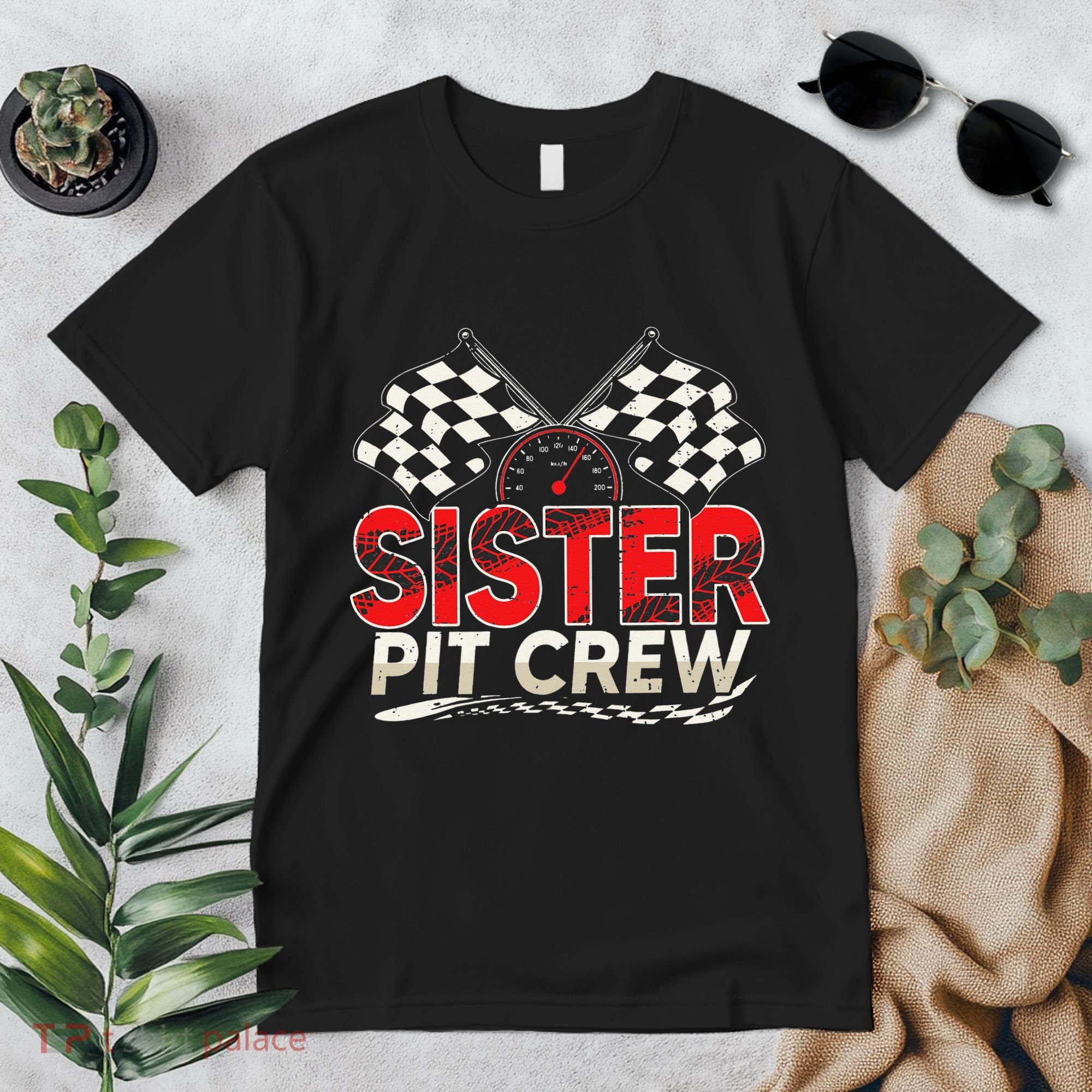 Sister Pit Crew Race Car Lover Racing Family Matching Funny Premium T-Shirt